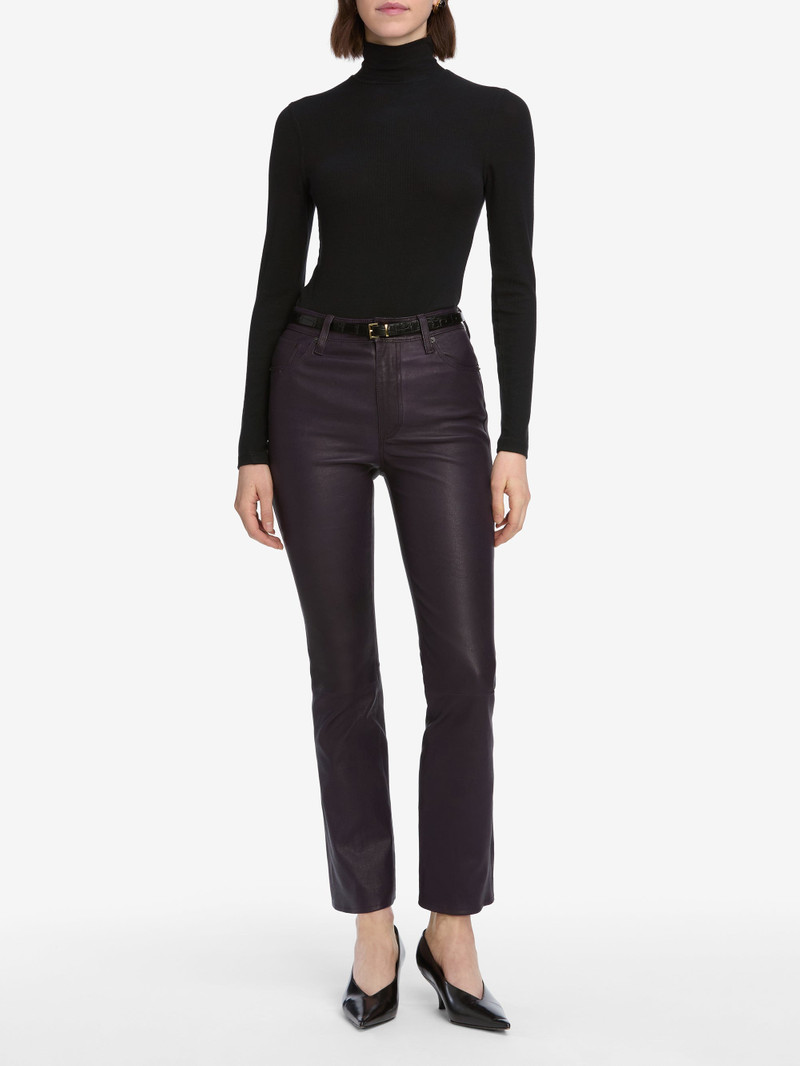 FRAME The Leather Reboot Crop in Dark Royal Purple outlook