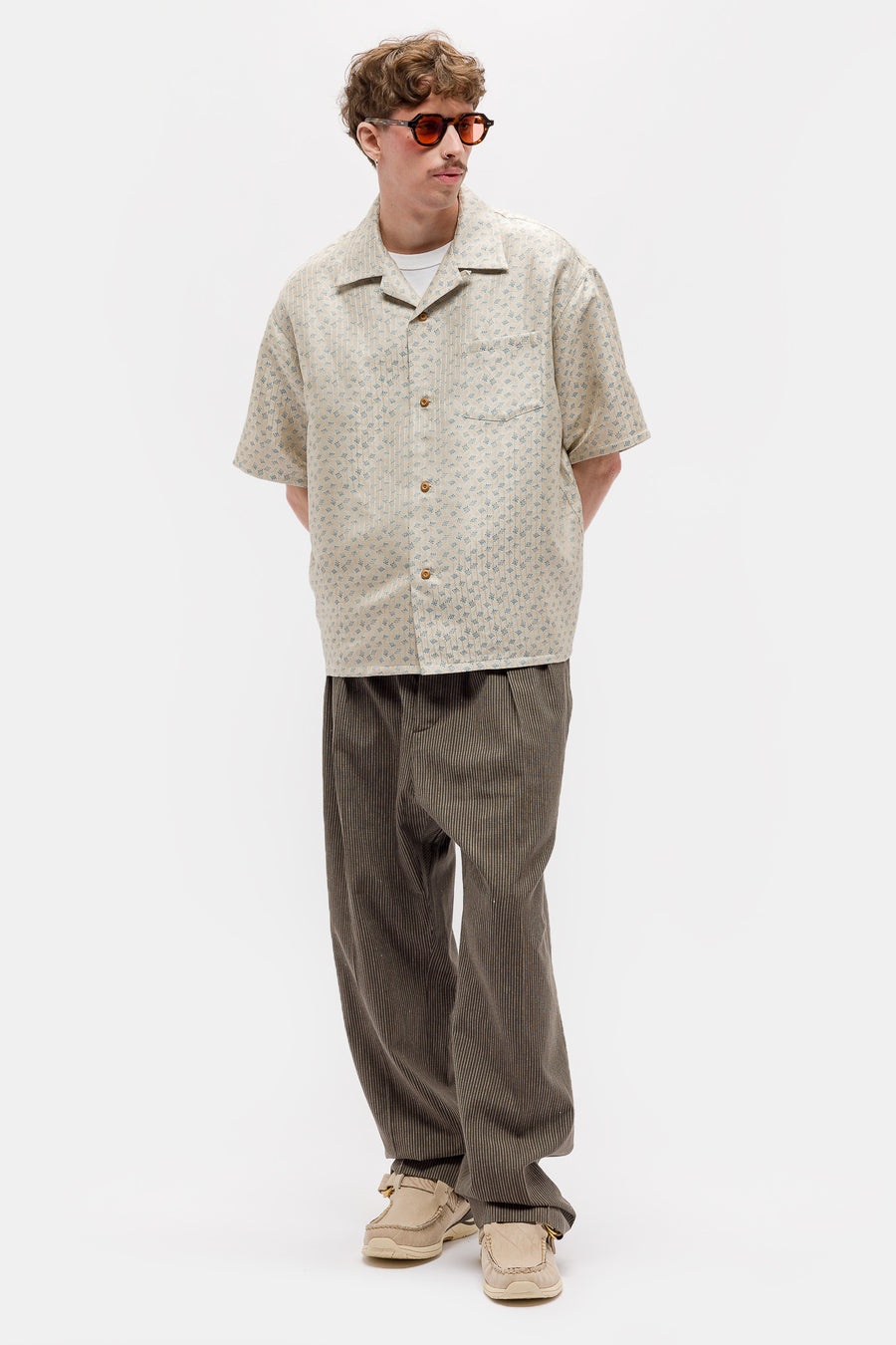 visvim Crosby S/S Jacquard Shirt in Ivory | notreshop