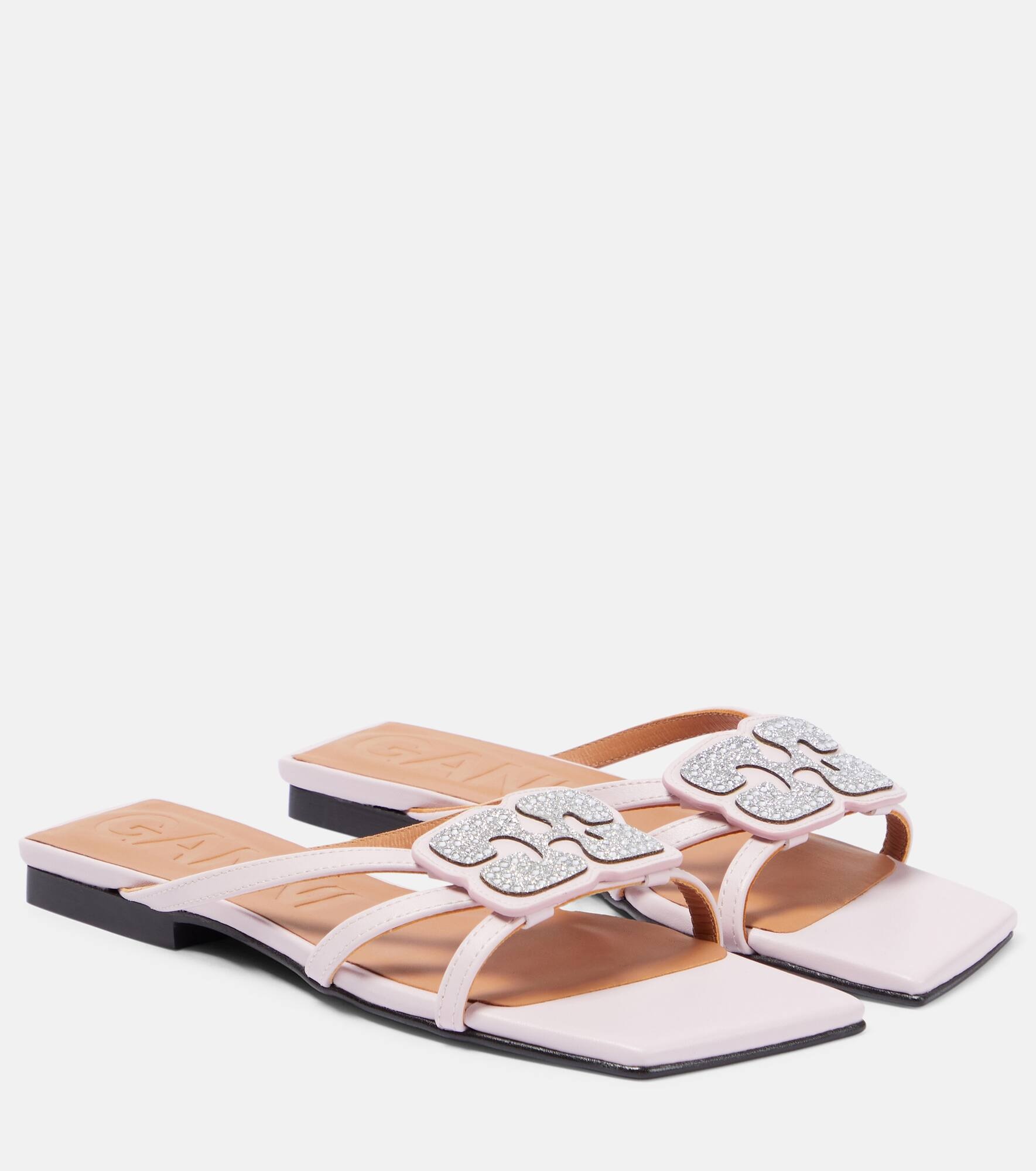 Embellished faux leather sandals - 1