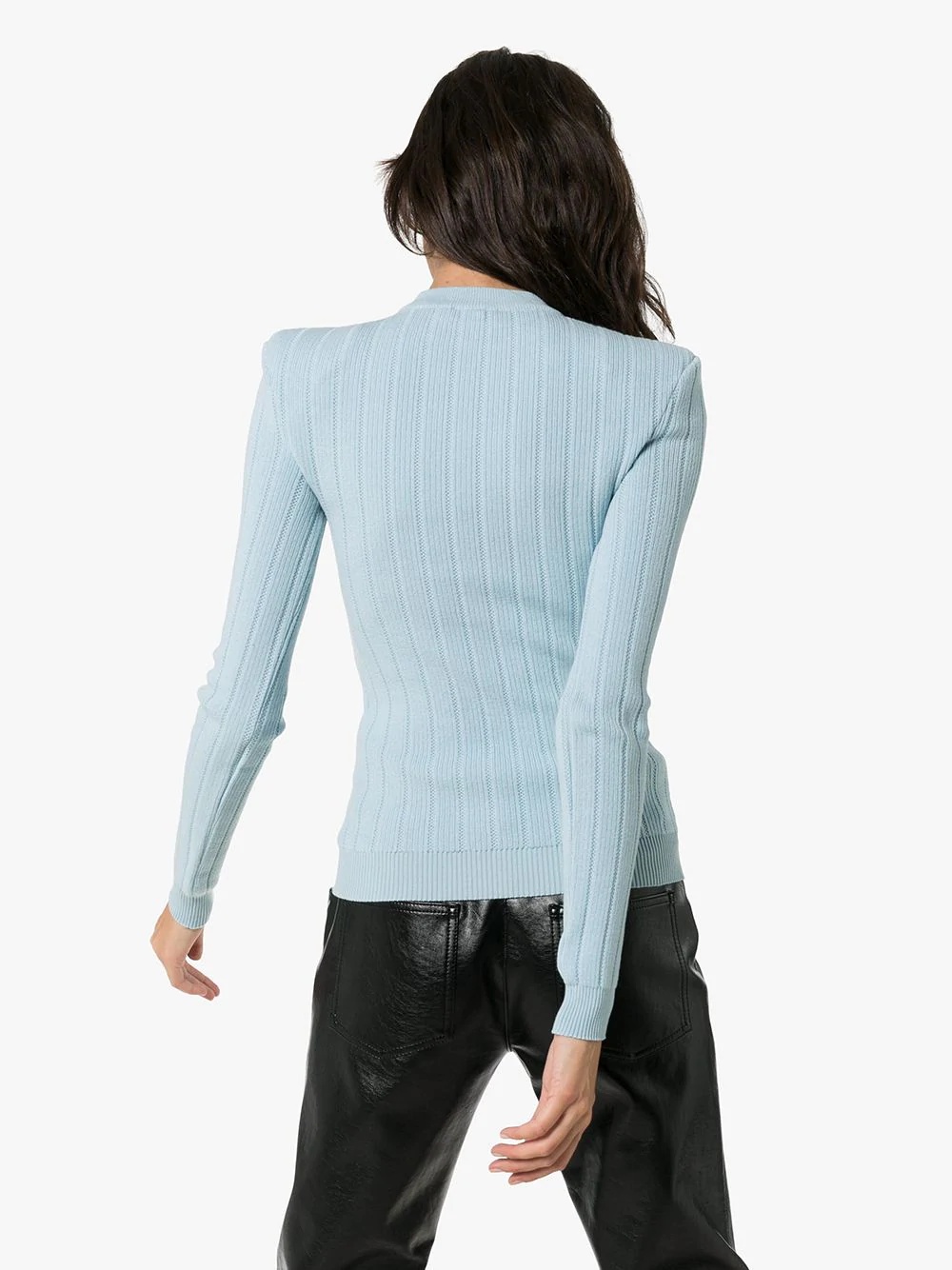 button-embellished ribbed jumper - 4