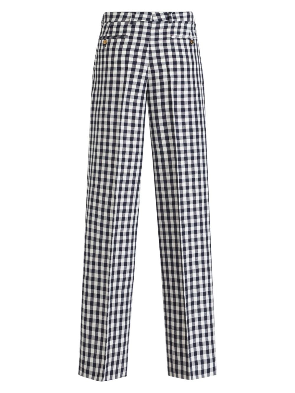 gingham-print straight trousers - 7