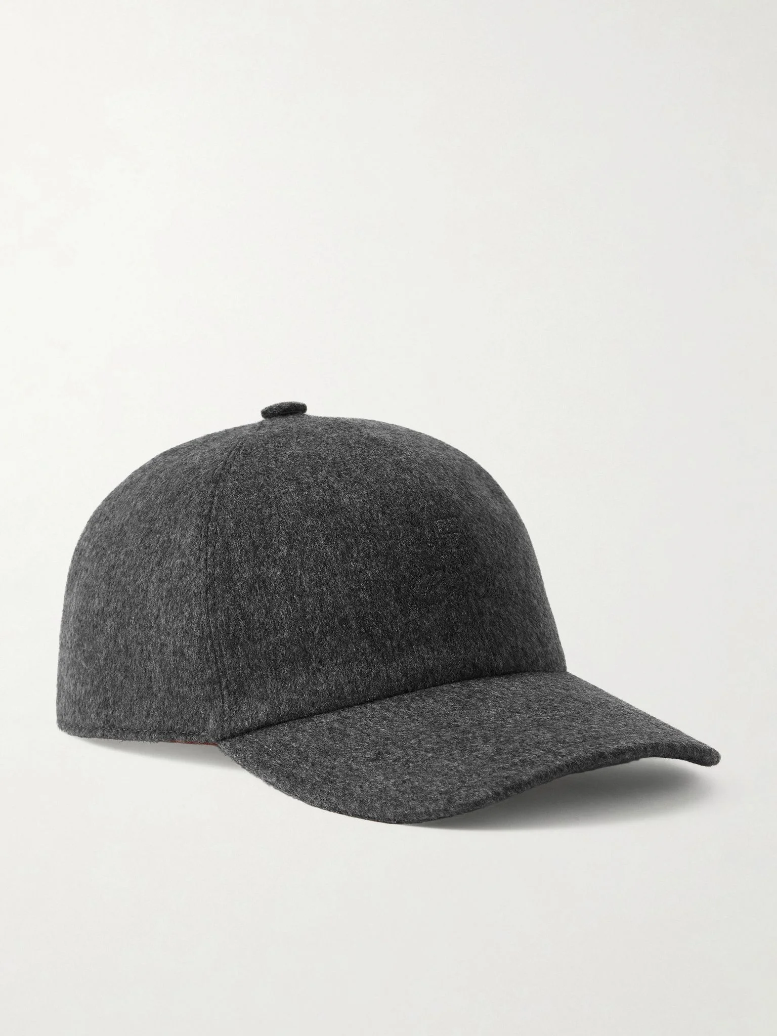 Logo-Embroidered Storm System Baby Cashmere Baseball Cap Gray - 1