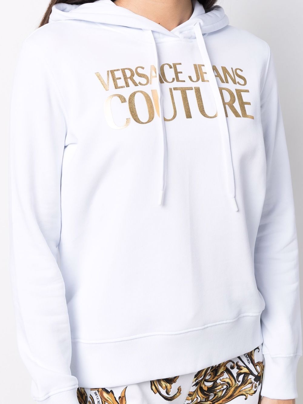 metallic logo print hoodie - 5