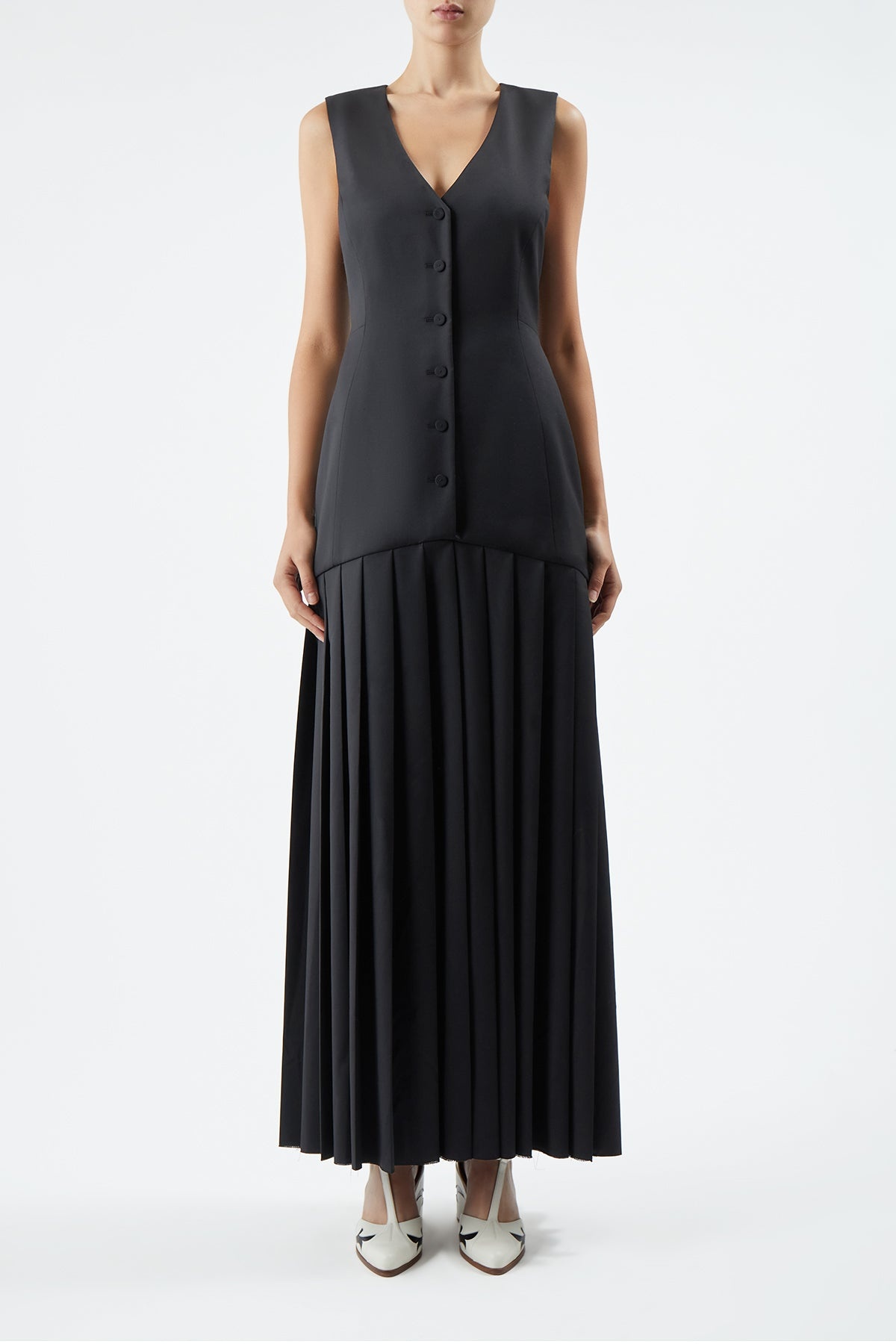 Leone Vest Dress in Black Virgin Wool - 2