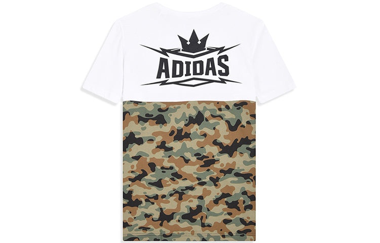 adidas Summer Attack Camouflage Colorblock Sports Round Neck Short Sleeve White AI6065 - 2
