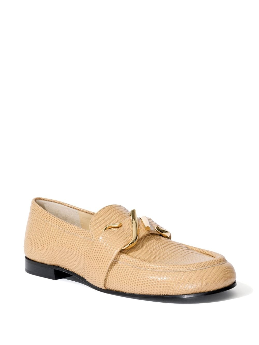 monogram-plaque embossed-leather loafers - 2