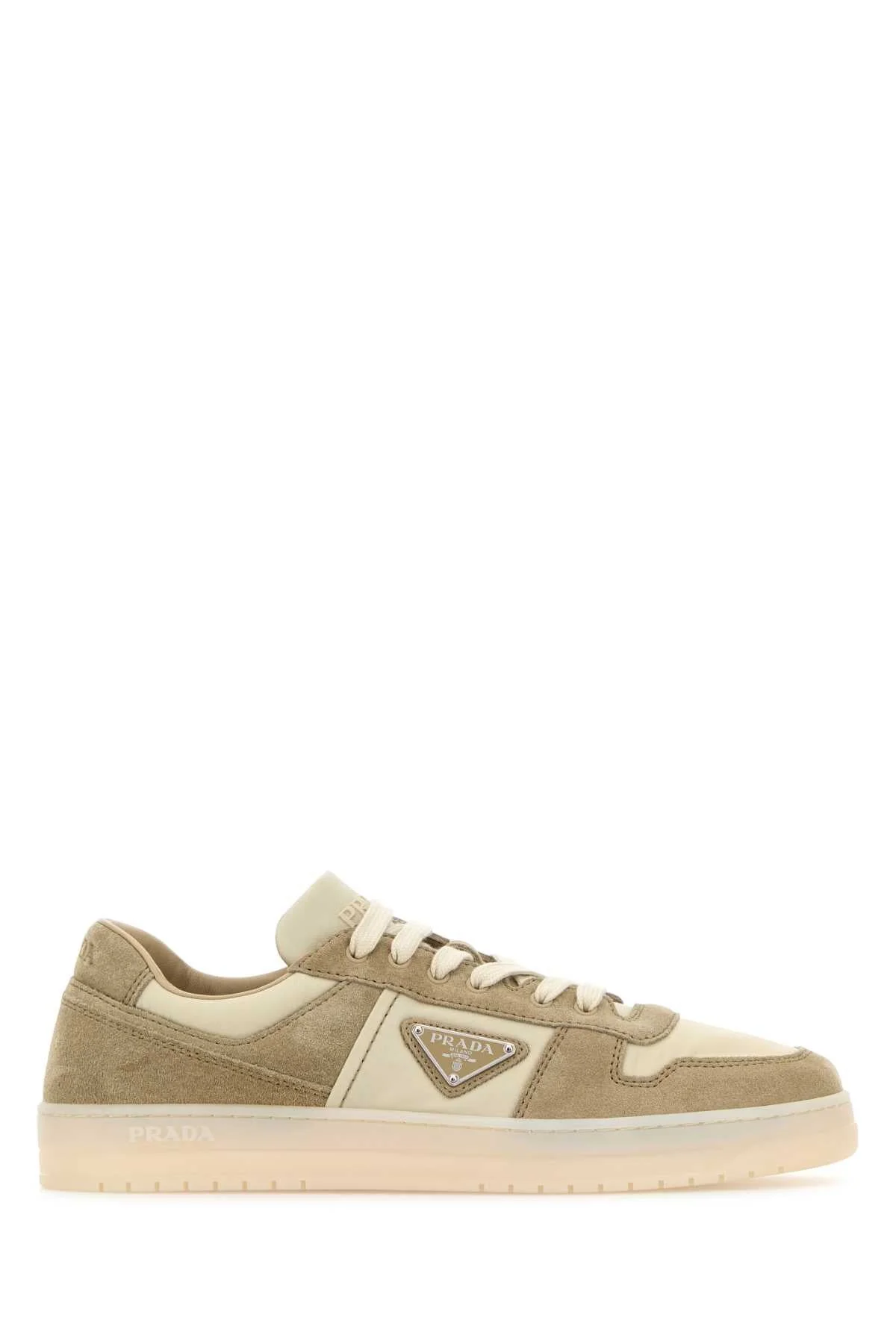 Prada Men Two-Tone Canvas And Suede Downtown Sneakers - 1