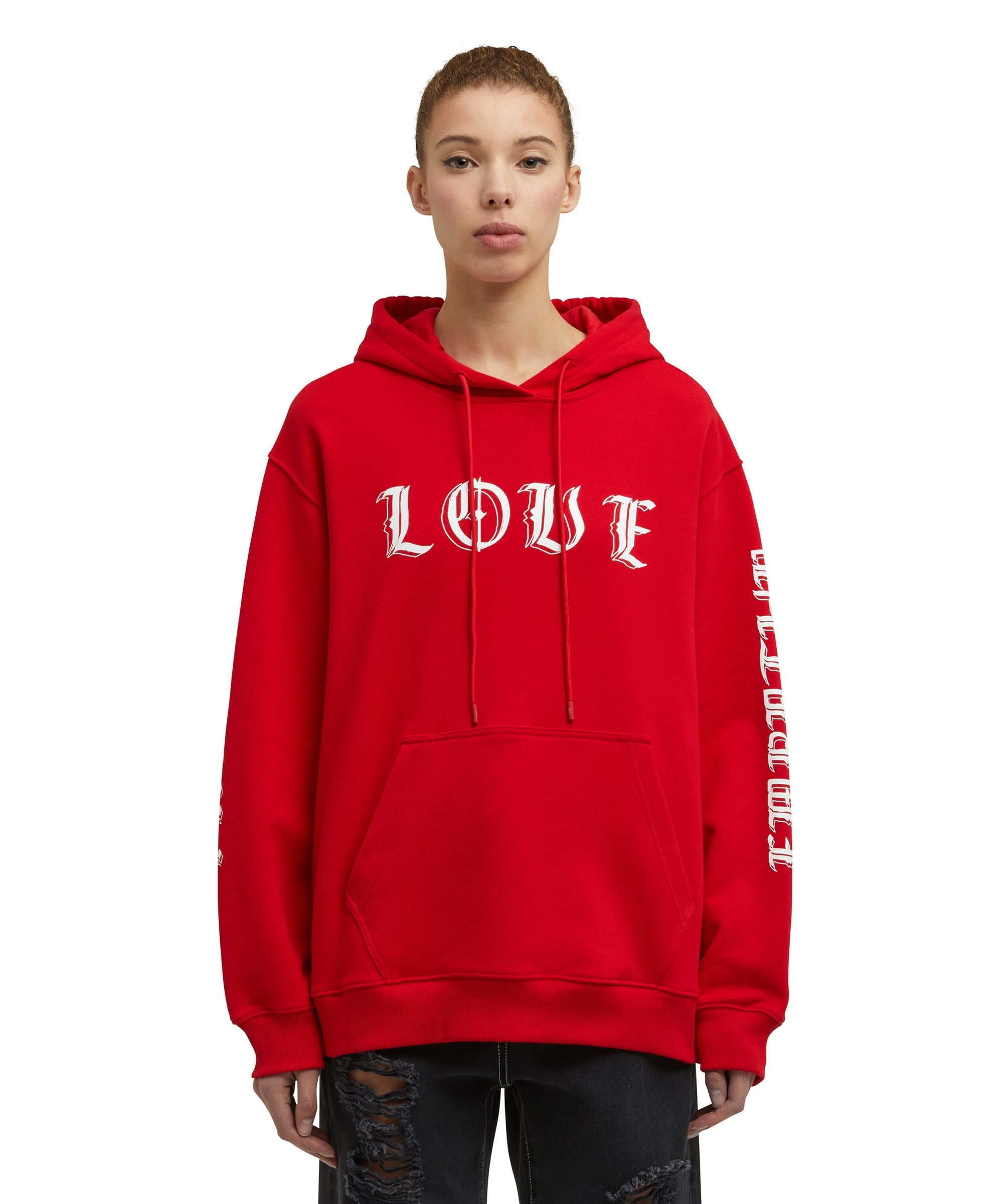 Hooded sweatshit with "Love, Freedom, Empathy" print - 2