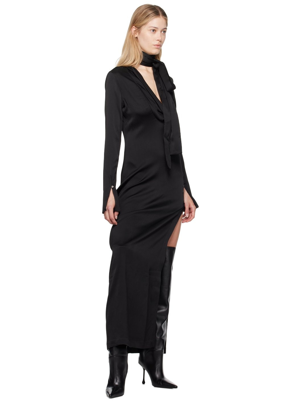 Black Cowl Neck Maxi Dress - 4