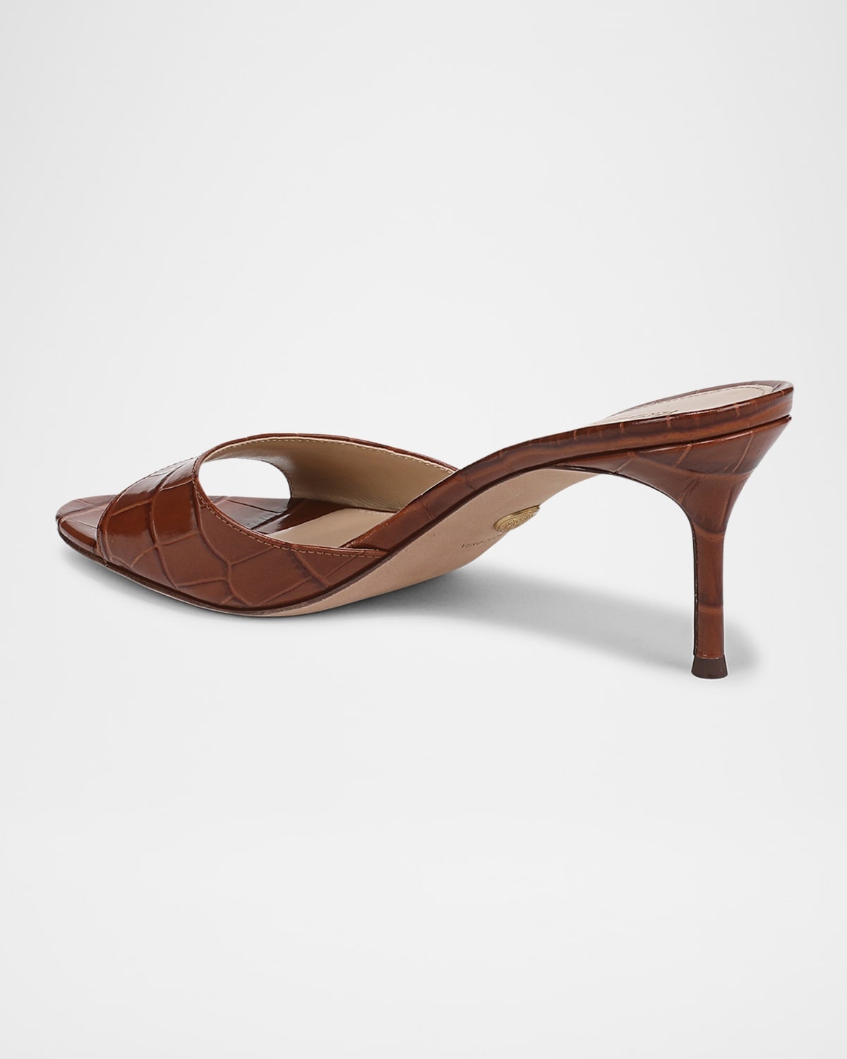 Tia Croc-Embossed Leather Stiletto Mule Sandals - 3