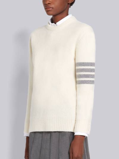 Thom Browne White Overwashed Cashmere Jersey Crewneck 4-Bar Pullover outlook