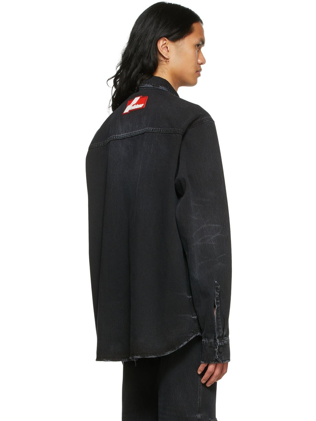 Black Faded Denim Jacket - 3