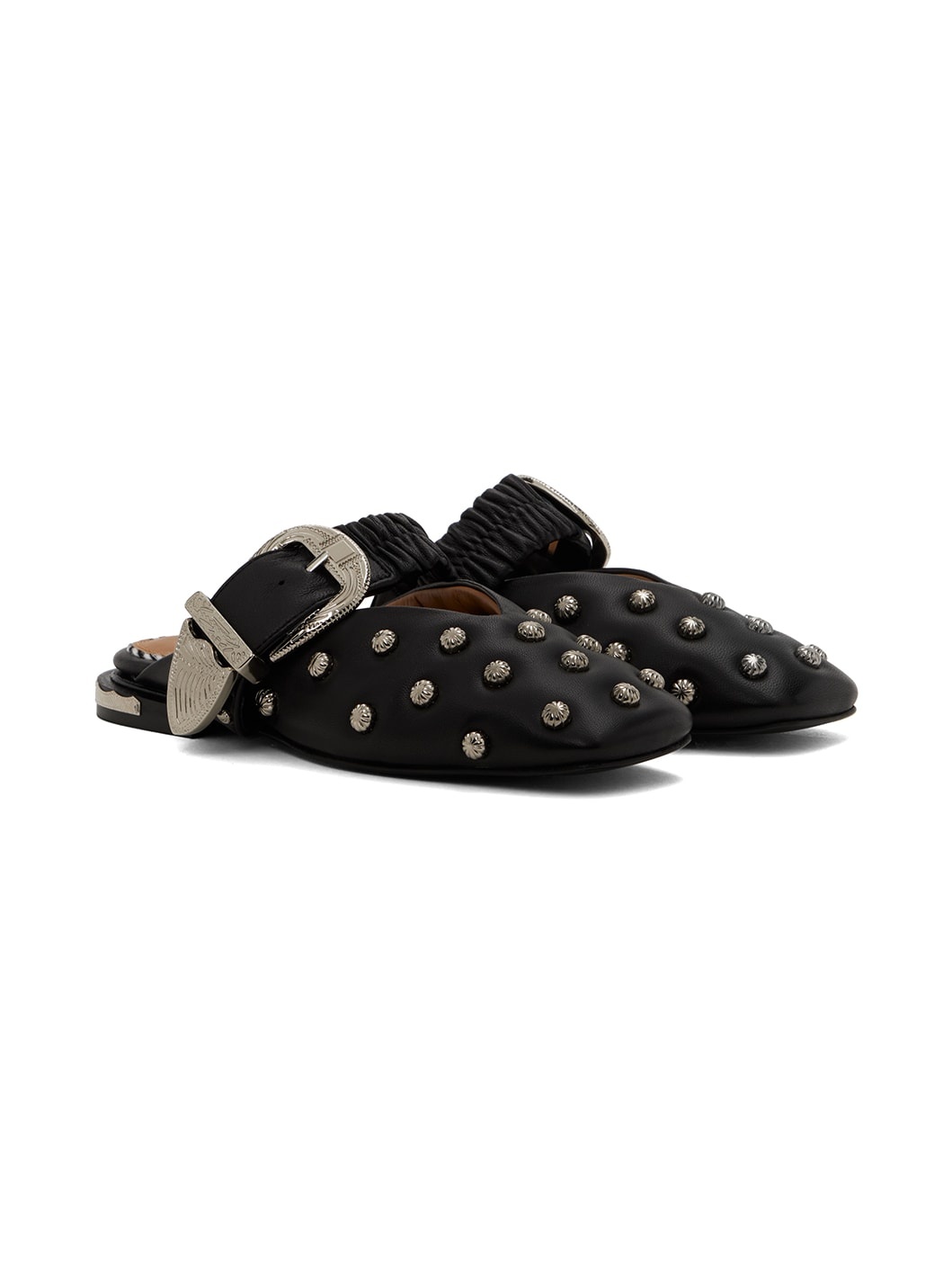 Black Studded Slippers - 4