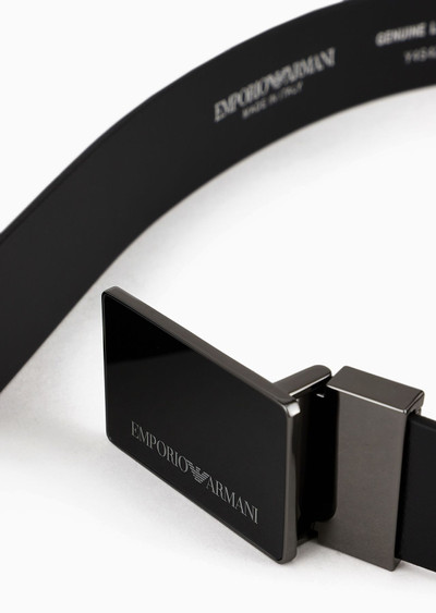 EMPORIO ARMANI Pebbled leather belt with plate outlook