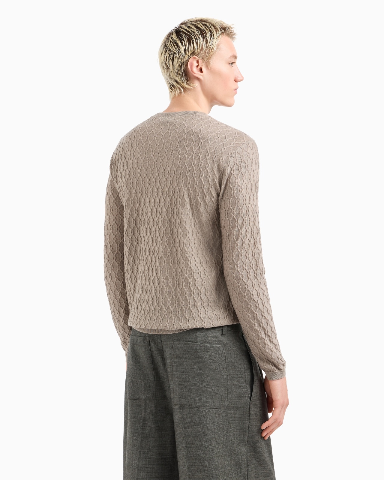 VIRGIN WOOL JUMPER WITH EMBOSSED JACQUARD PATTERN - 3