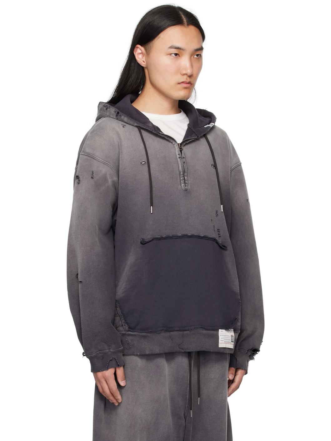 Black Sun Faded Half Zip-Up Hoodie - 2