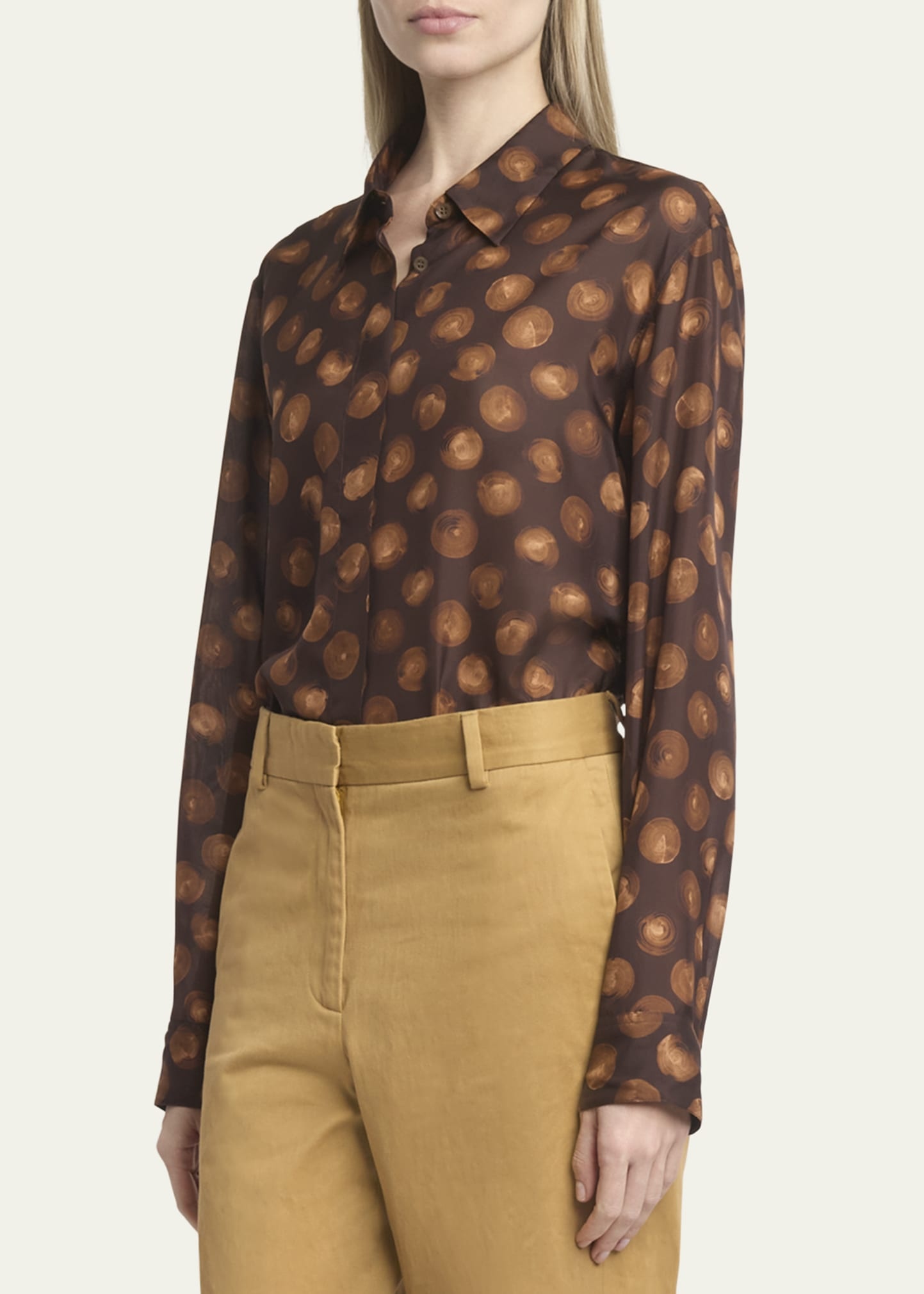 Clavel Printed Button Down Silk Blouse - 4