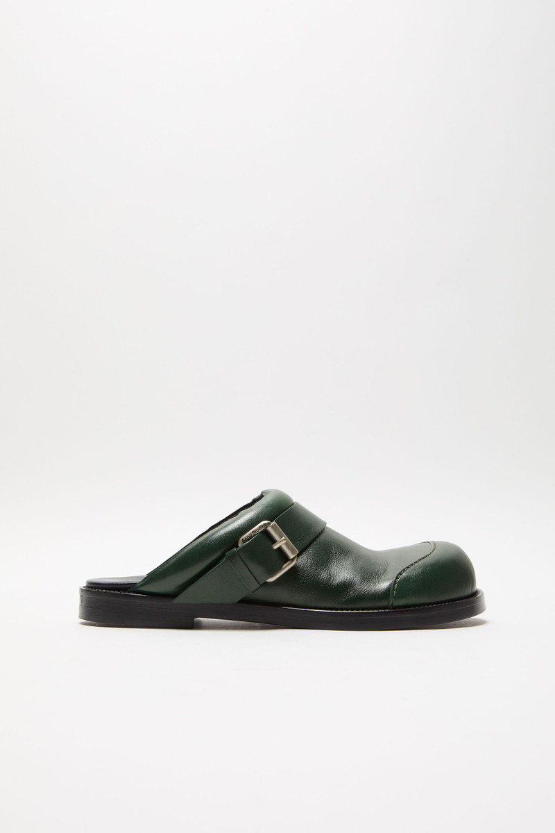 Leather buckle shoes - Olive green 1