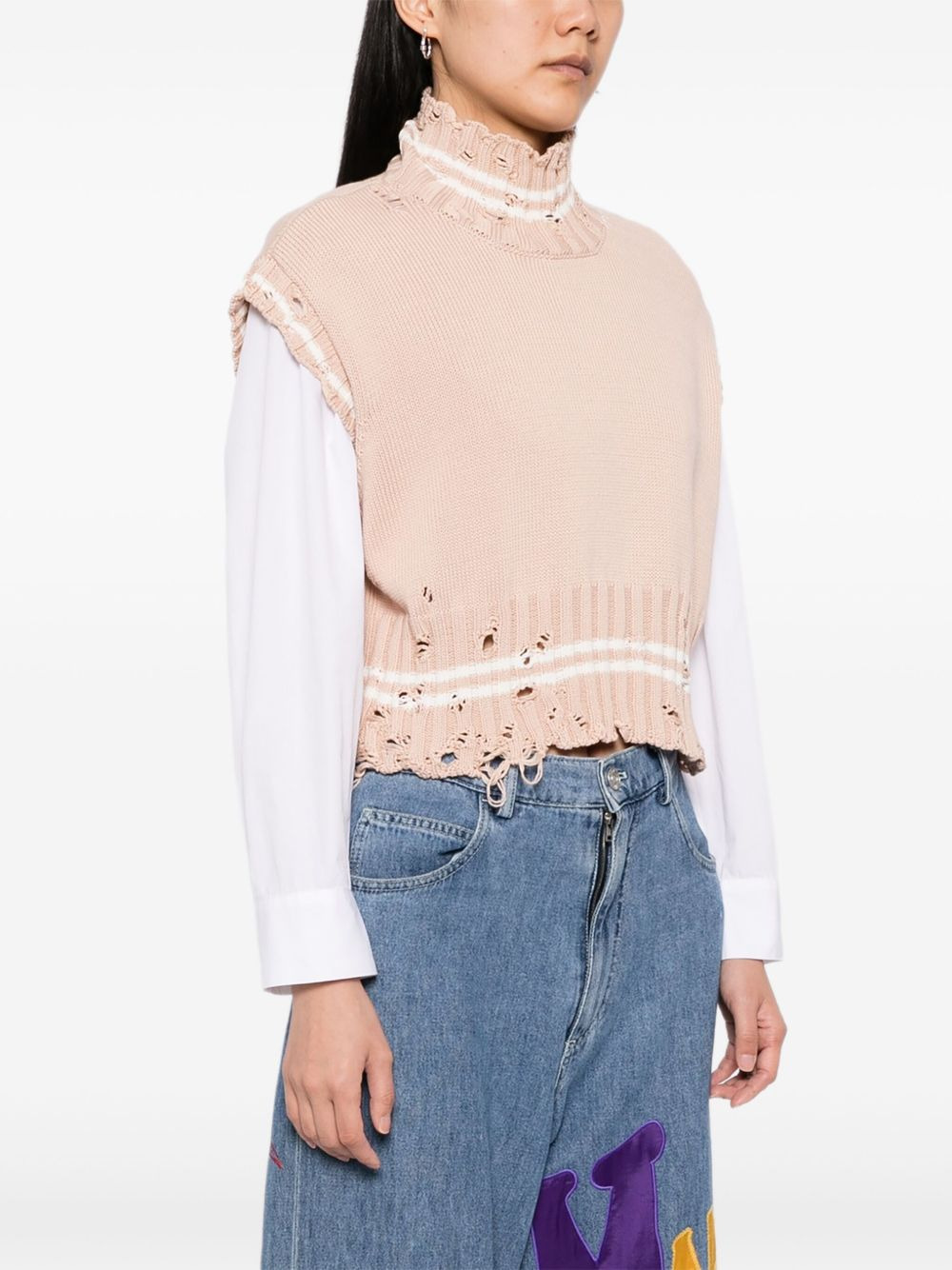 cotton cropped vest - 3