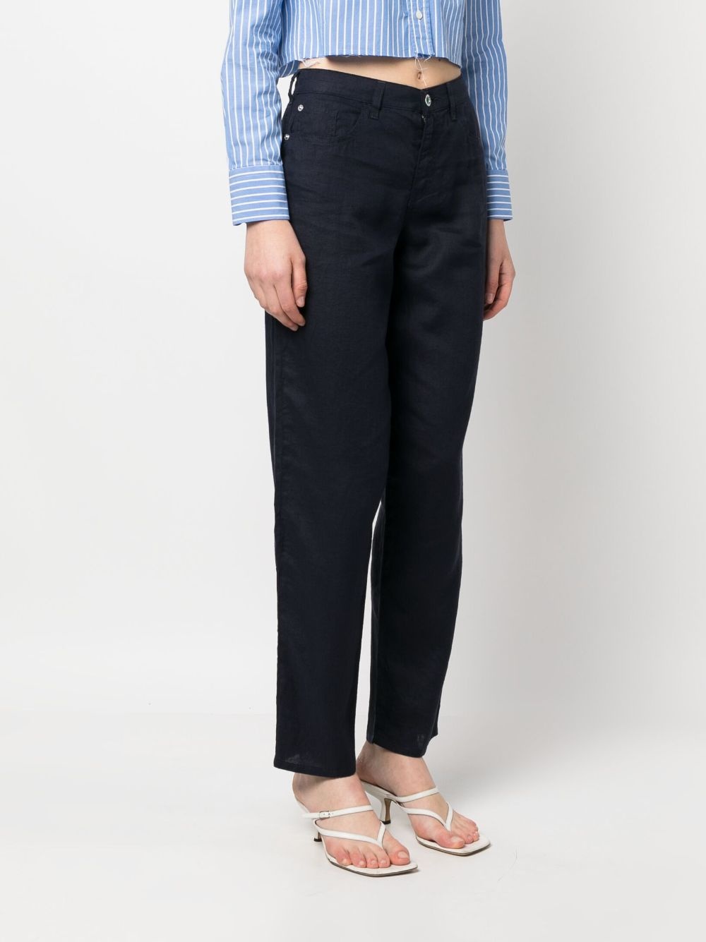 straight-leg linen trousers - 3