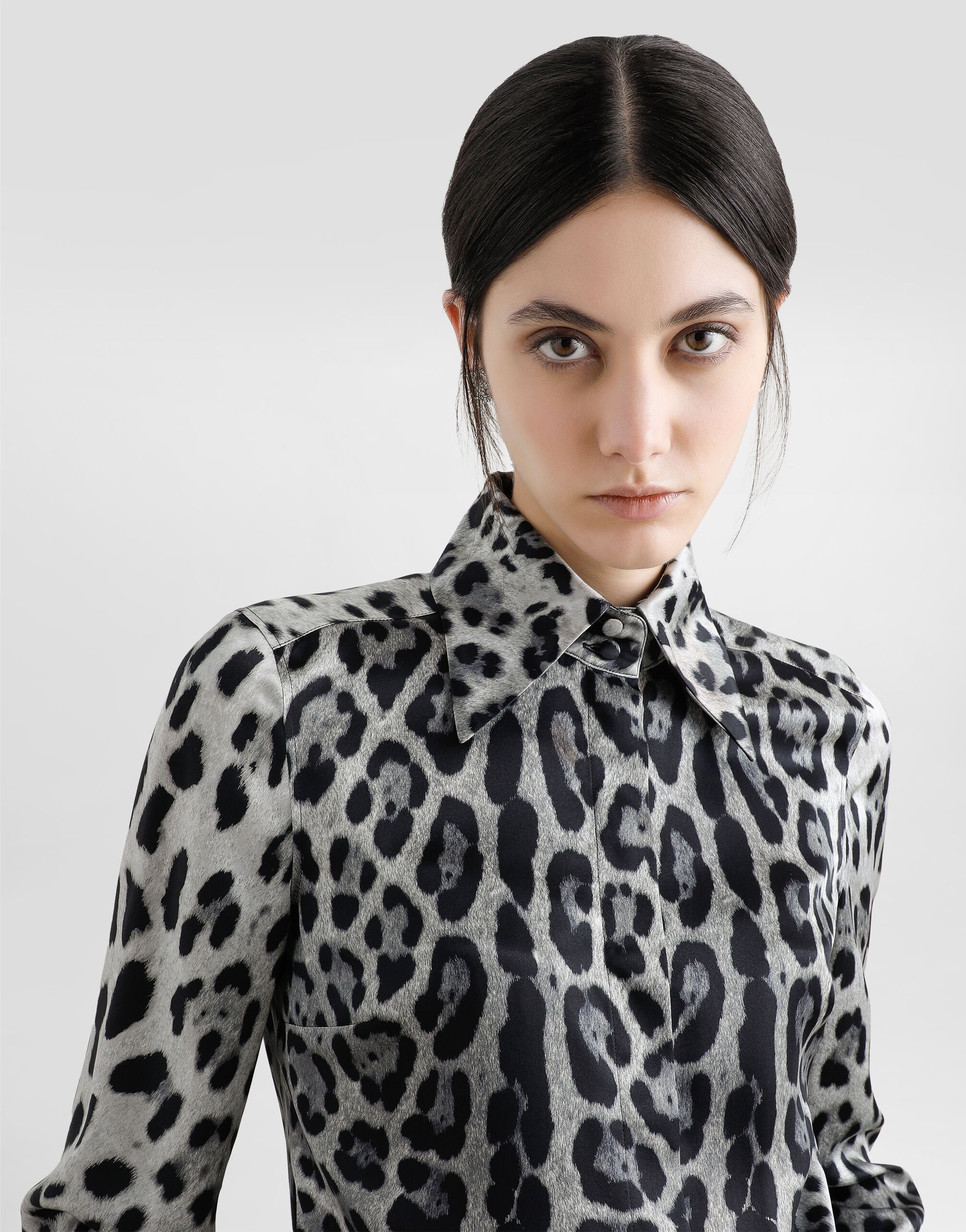Leopard-print silk satin shirt - 5