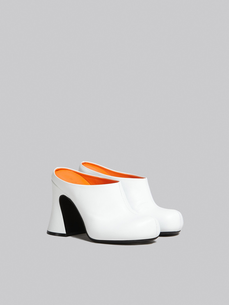 WHITE NAPPA LEATHER SABOT 2