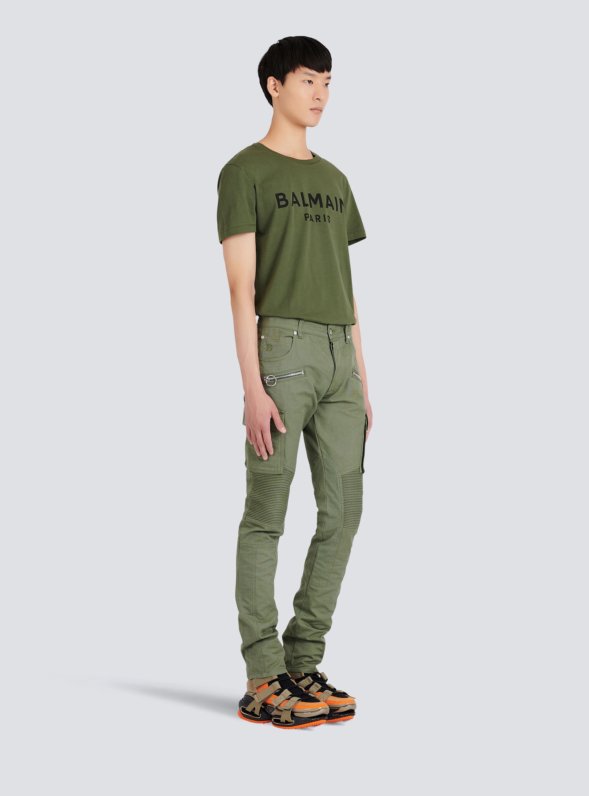 Slim cut ridged cotton cargo jeans - 5