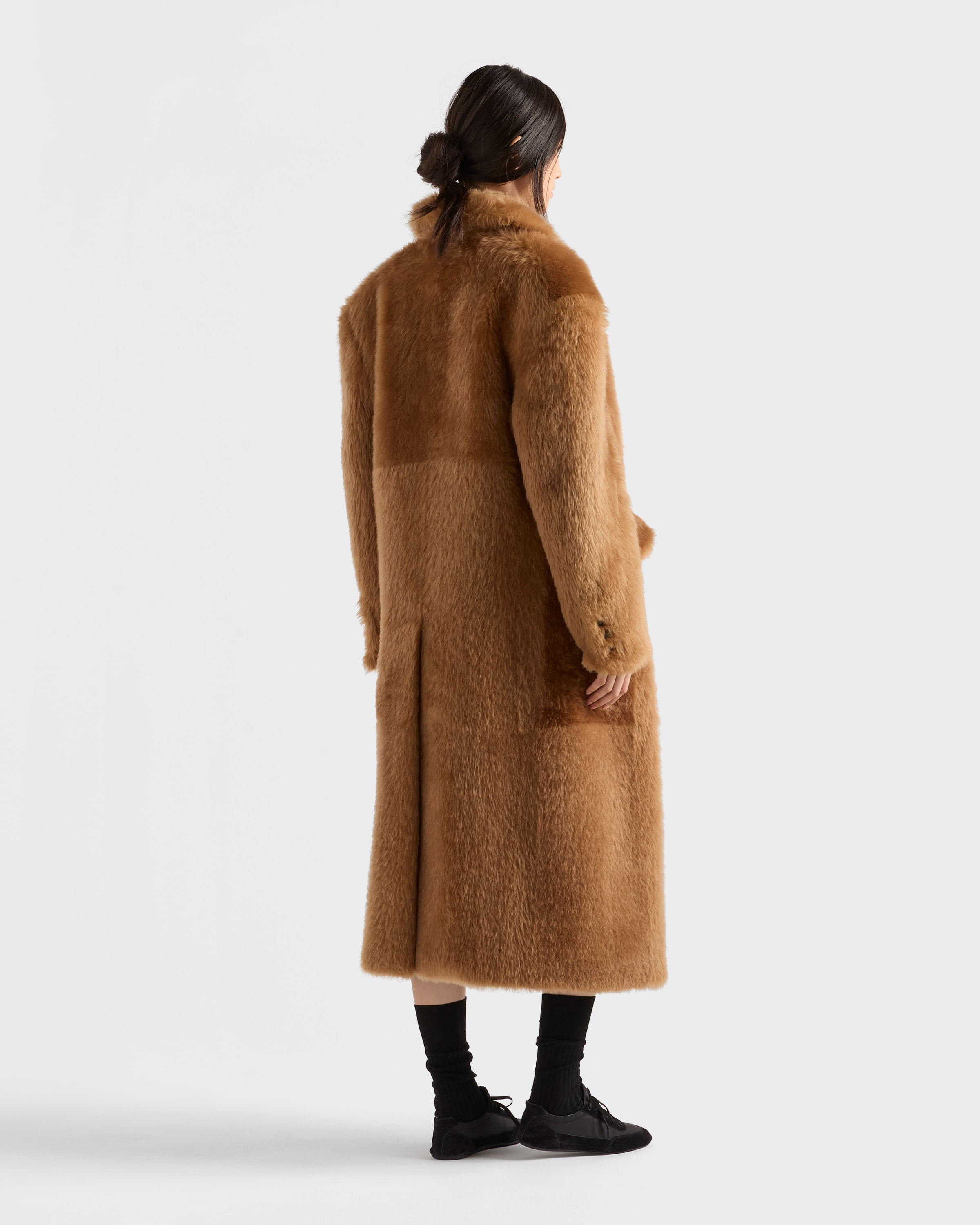 Shearling double-breasted coat - 5