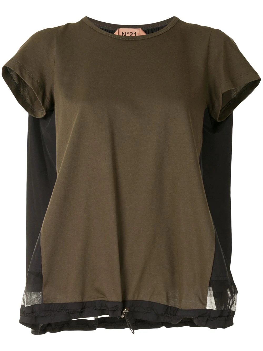 drawstring sheer hem top - 1