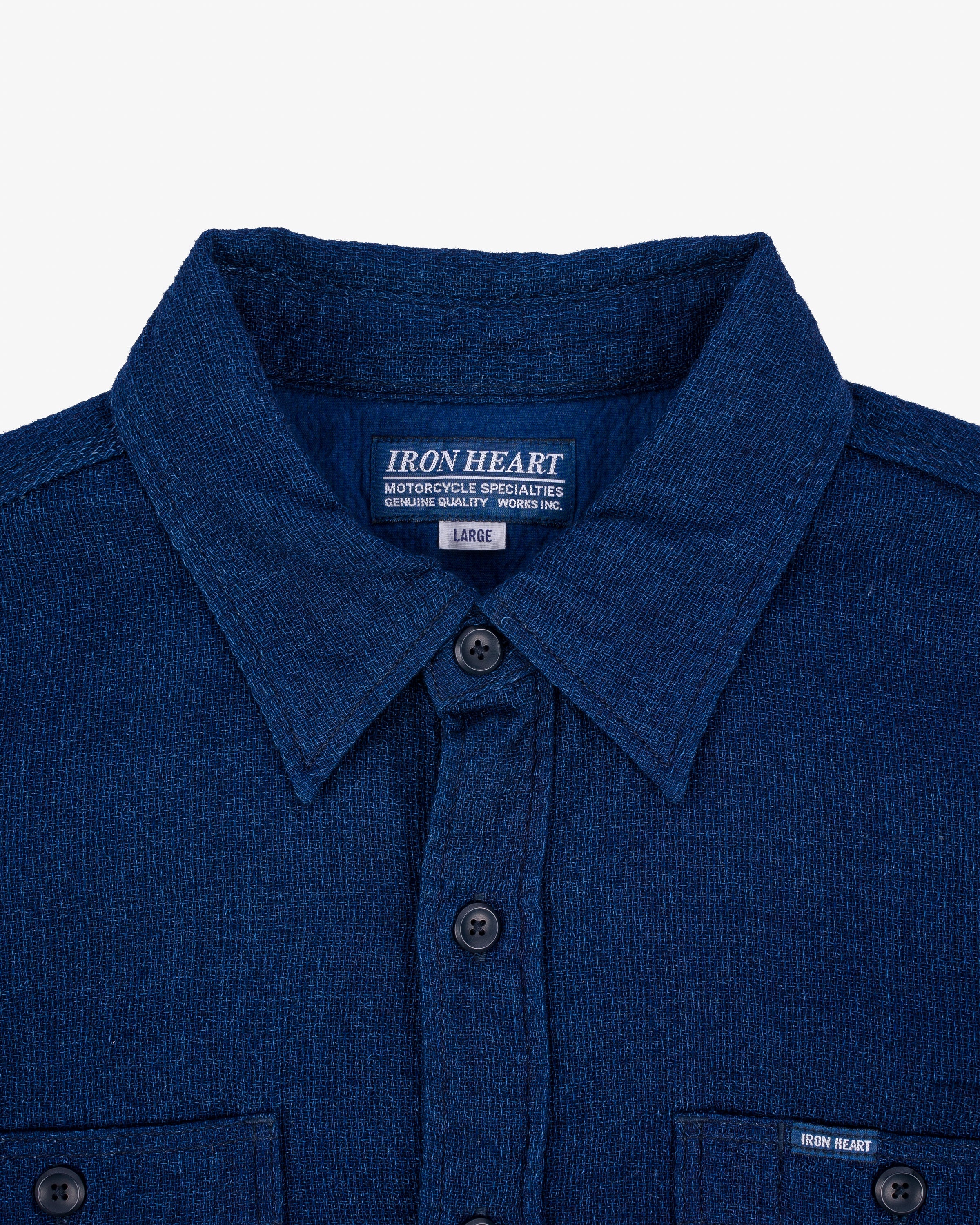 5OZ DOUBLE GAUZE SHORT SLEEVED WORK SHIRT - INDIGO - 7