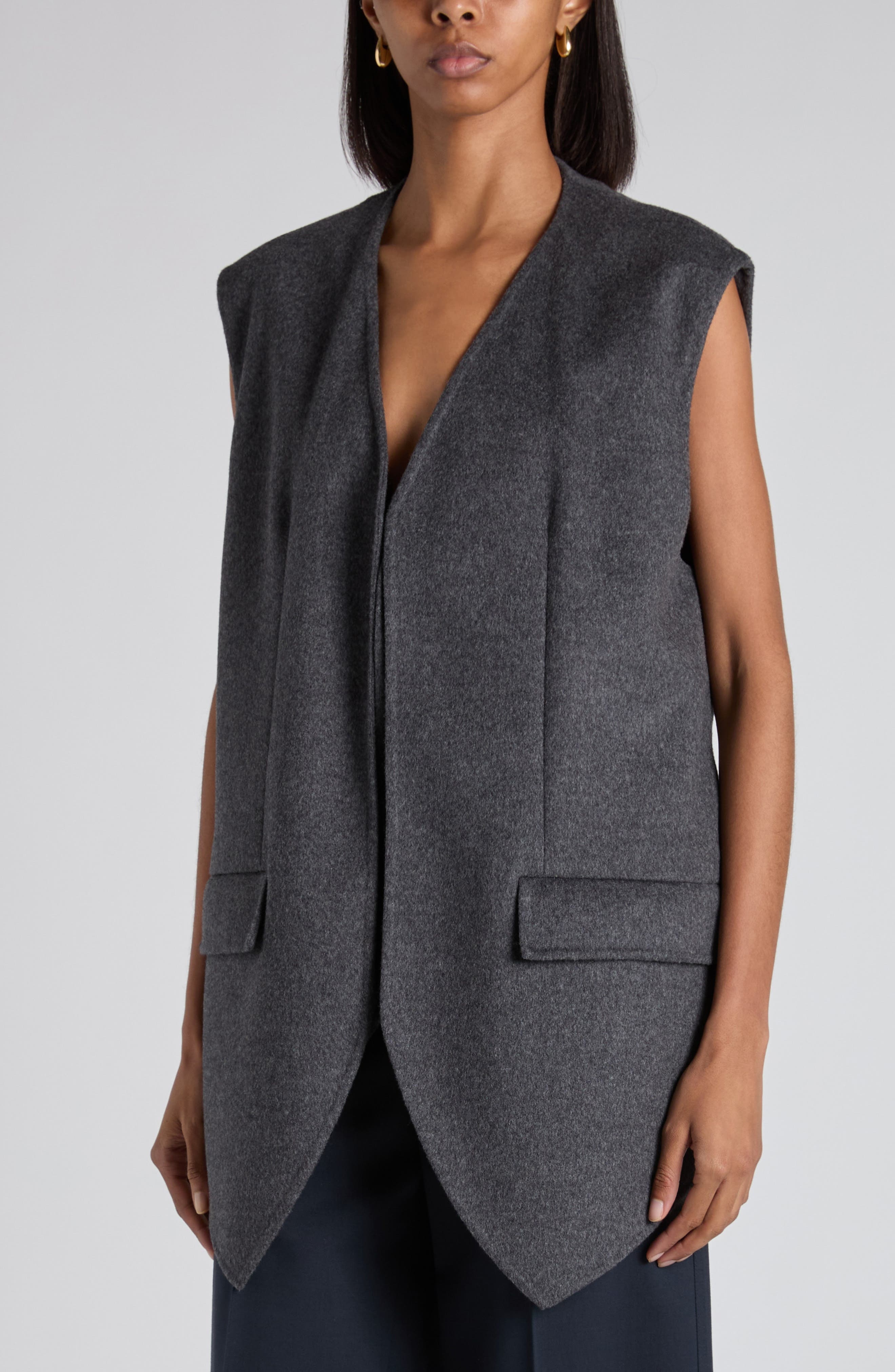 Bottega Veneta Layered Double Face Wool Vest in 1307 Charcoal Melange at Nordstrom - 5