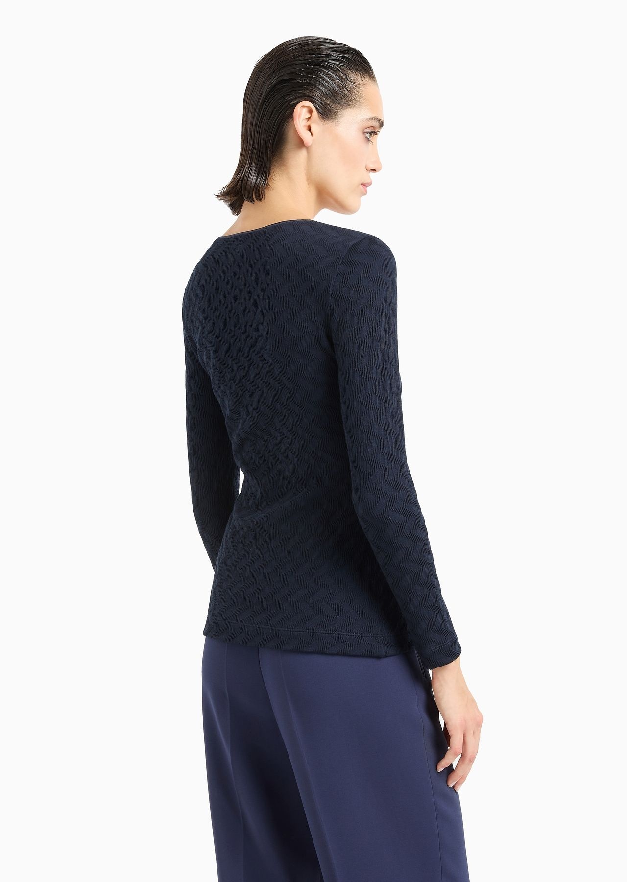 ASV crew-neck jumper in viscose and cashmere jacquard jersey - 3