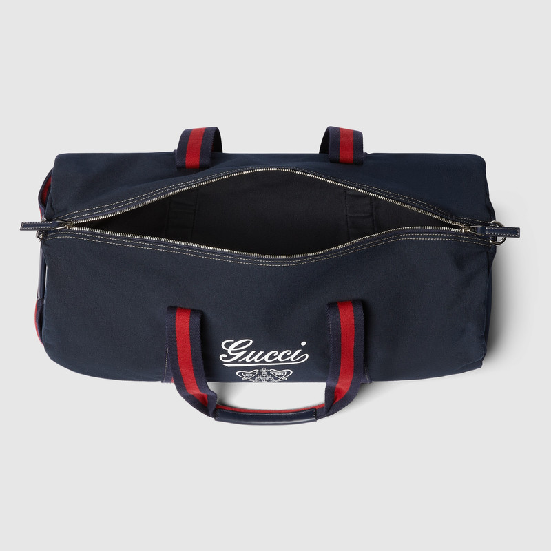 Large printed canvas duffle bag 7