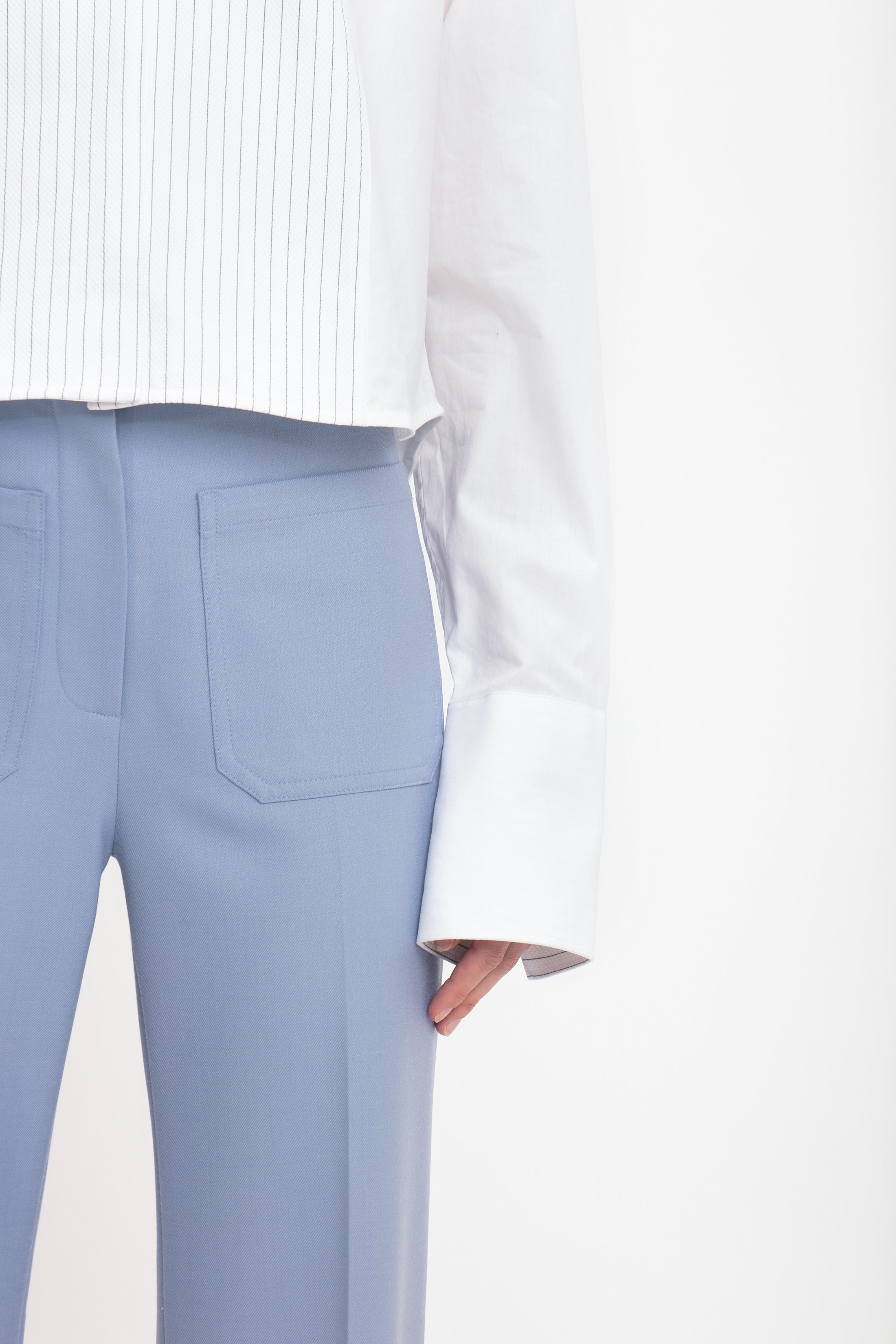 Cropped Tux Shirt In White - 6