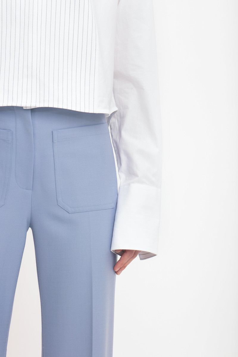 Cropped Tux Shirt In White 6
