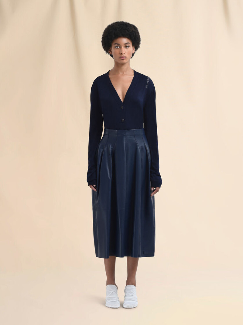 Marni HIGH-WAISTED BLUE NAPPA SKIRT outlook