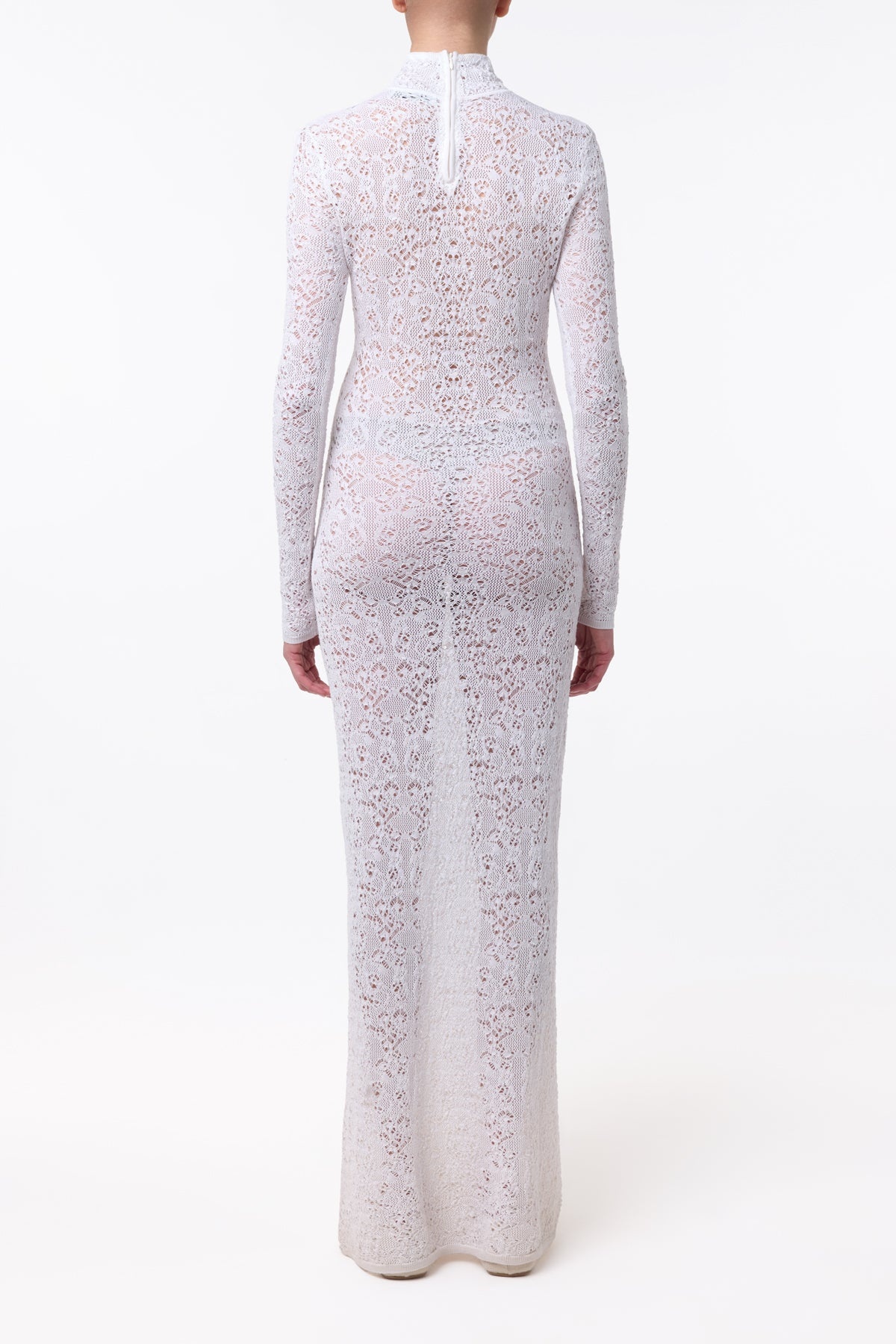 Lethe Pointelle Knit Maxi Dress in Ivory Virgin Wool Silk - 4