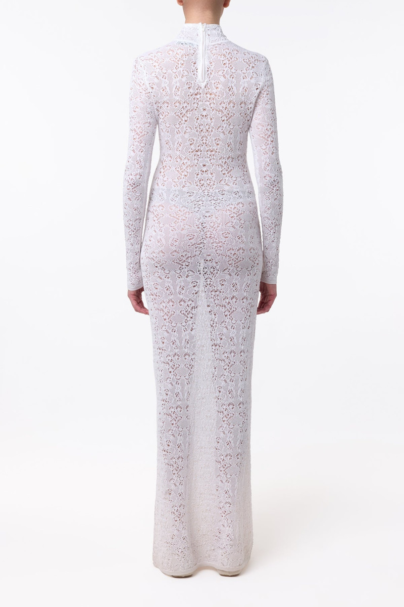 Lethe Pointelle Knit Maxi Dress in Ivory Virgin Wool Silk 4