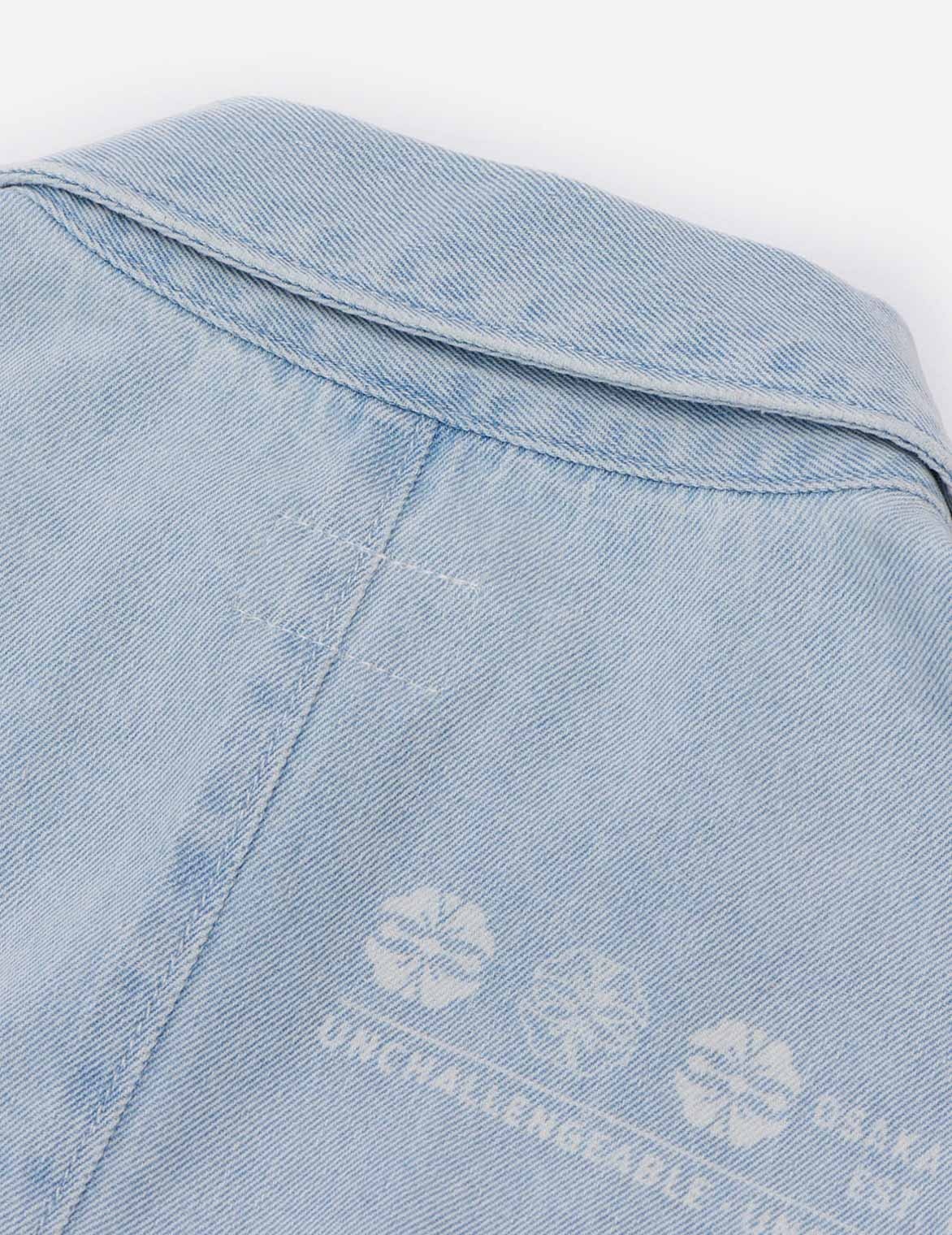 Logo Discharged Print Denim Shirt Dress - 11