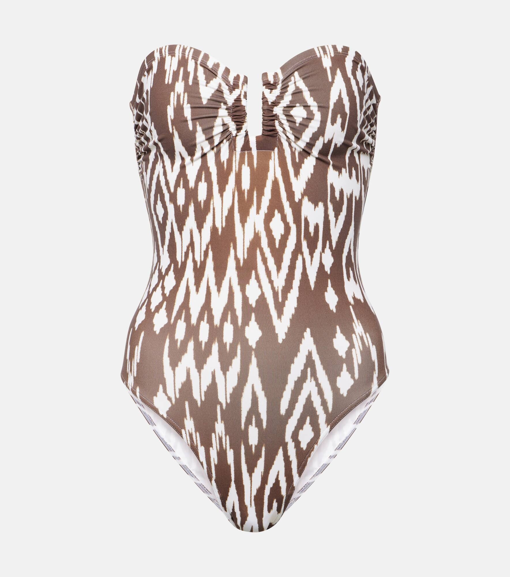 Warm printed strapless swimsuit - 1