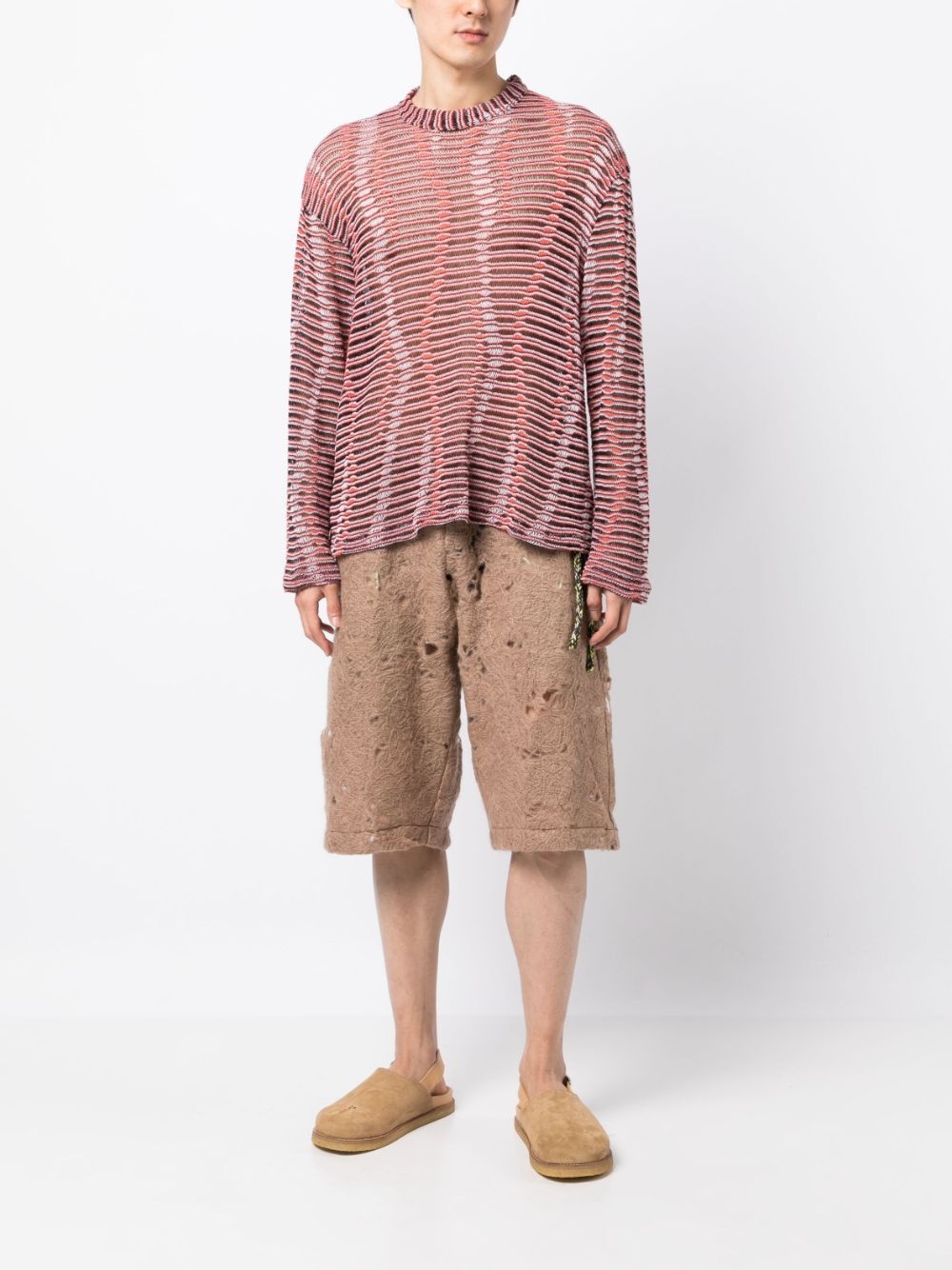 open-knit striped sweatshirt - 2