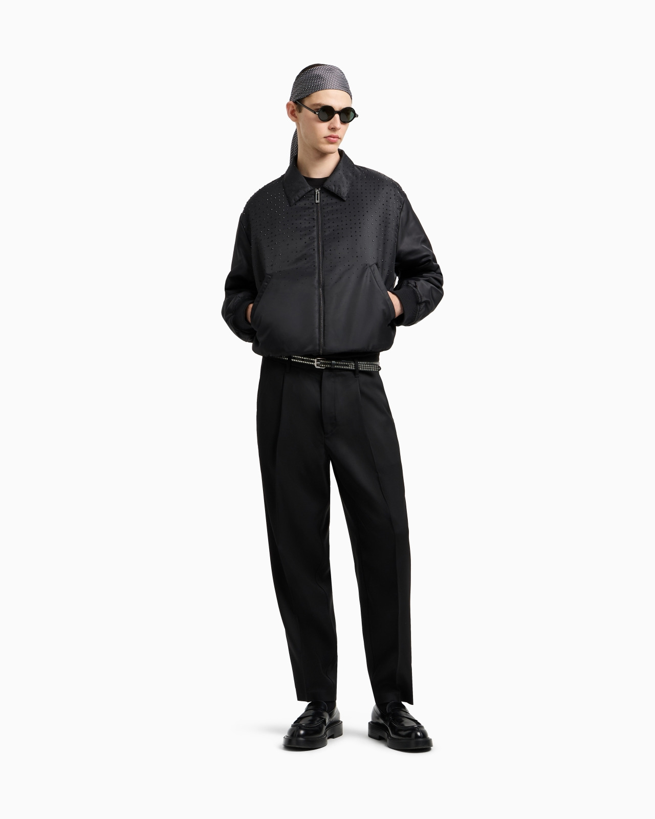 CLUBWEAR SATIN BOMBER JACKET WITH RHINESTONES - 2