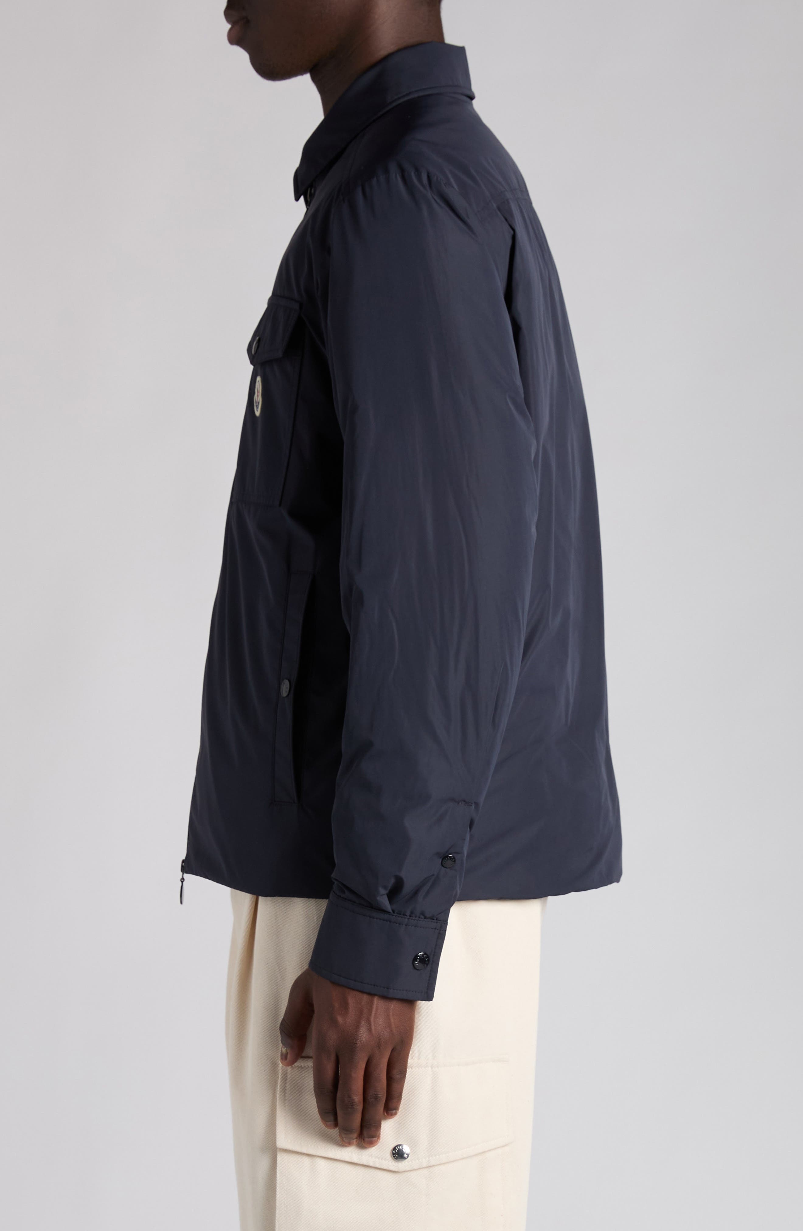 Moncler Vigeon Padded Down Shirt Jacket in English Blue at Nordstrom - 4
