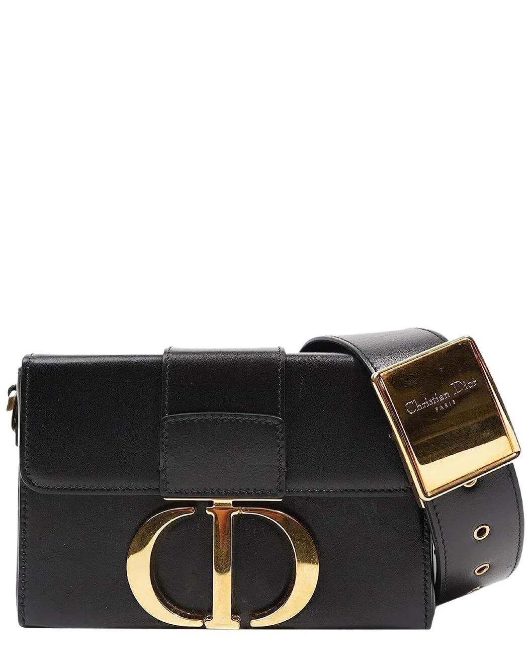 Dior Black Leather 30 Montaigne Box Bag (Authentic Pre-Loved) - 1