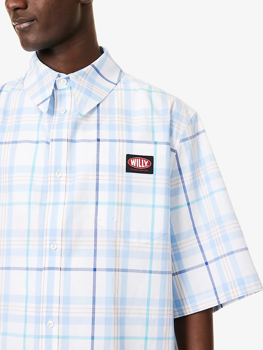 Plaid Hacienda check-print oversized cotton shirt - 5