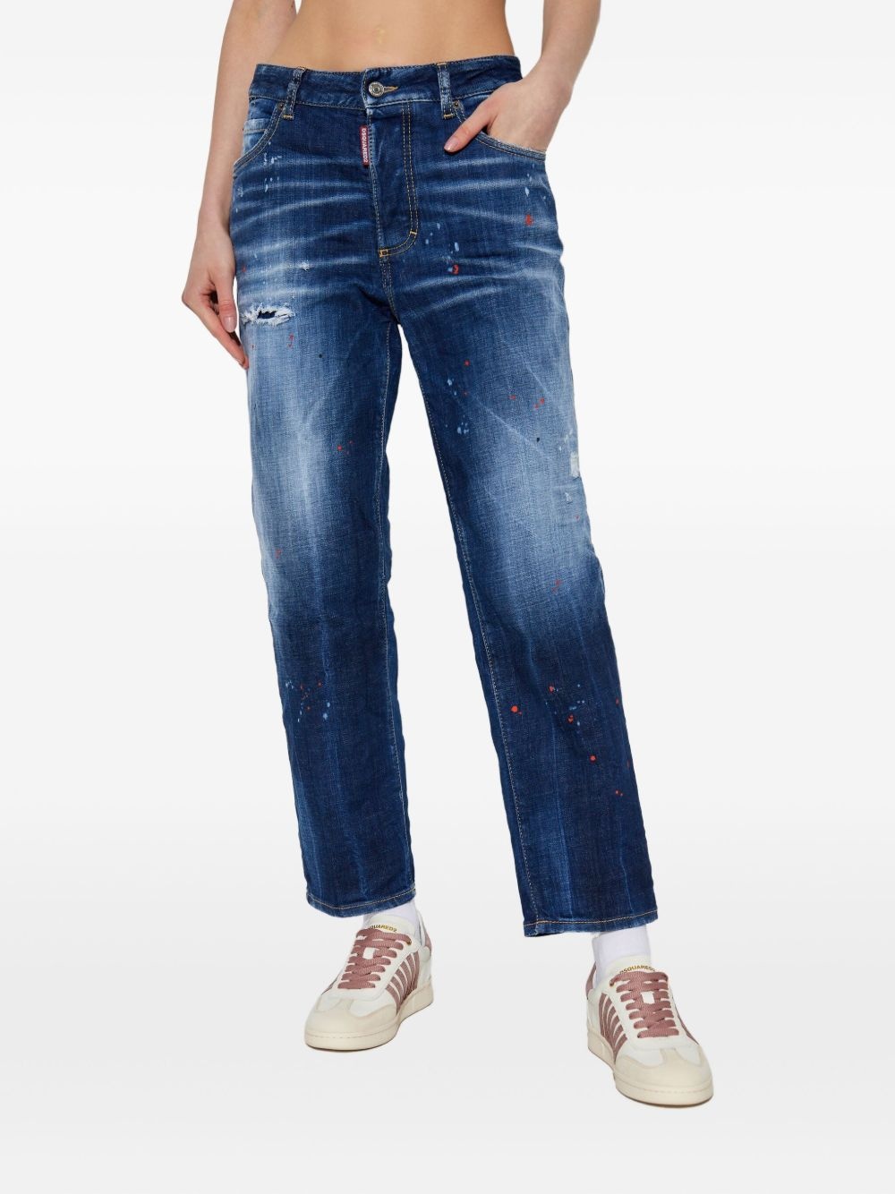 logo-patch distressed jeans - 3