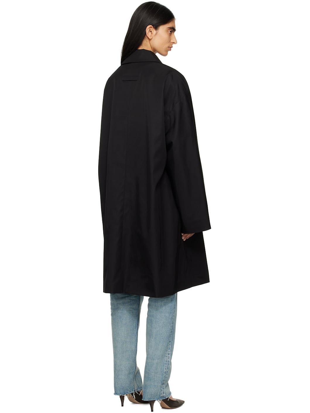 Black Nylon Wool Car Coat - 3