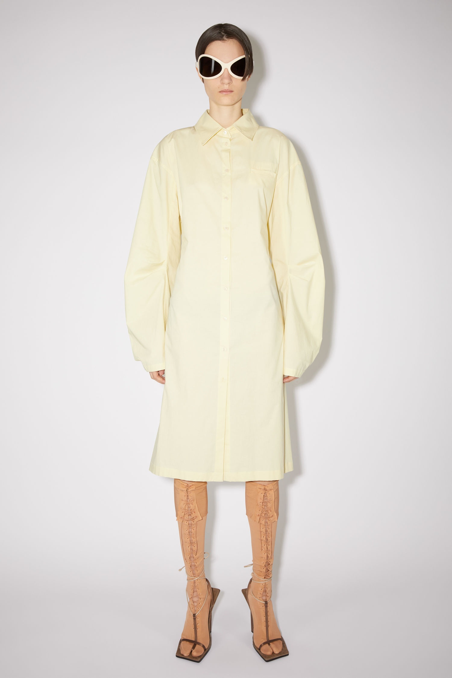 Cotton shirt dress - Pale yellow - 2