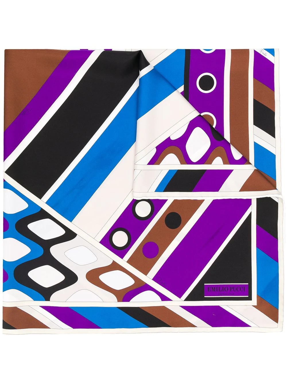 geometric print silk scarf - 1