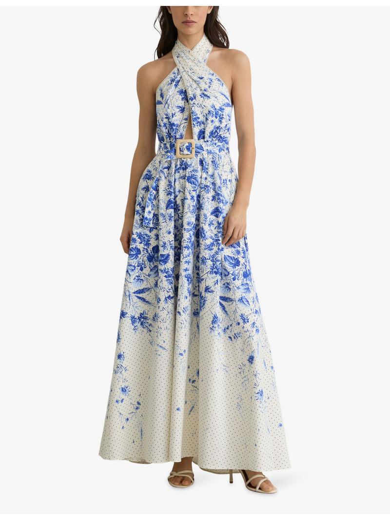 REISS Amaya Floral-Print Stretch-Cotton Maxi Dress outlook